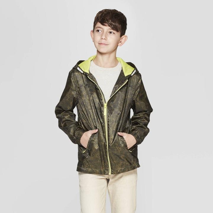 Boys' Lightweight Windbreaker Jacket - Cat & Jack Black/olive