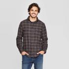 Men's Plaid Standard Fit Long Sleeve 2-pocket Flannel Button-down Shirt - Goodfellow & Co Thundering Gray S, Men's,