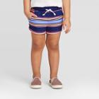 Toddler Girls' Striped Knit Pull-on Shorts - Cat & Jack Navy 12m, Toddler Girl's, Blue