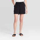 Women's Mid-rise Utility Tie Front Shorts - Knox Rose Black