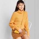 Women's Turtleneck Cropped Pullover Sweater - Wild Fable Gold