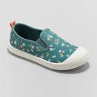 Toddler Kaleigh Floral Print Slip-on Sneakers - Cat & Jack Teal Green