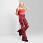 Women's High-rise Editor Flare Pants - Wild Fable Dark Red Plaid