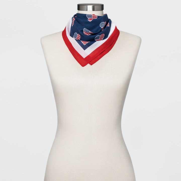 Mighty Fine Women's Americana Hearts Bandana - Blue, Women's,