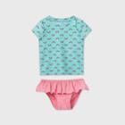 Petitetoddler Girls' Rainbow Print Short Sleeve Rash Guard Set - Cat & Jack Blue