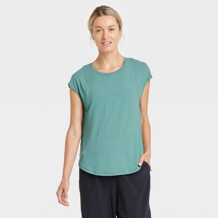 Women's Wrap Front Short Sleeve Top - All In Motion Jade