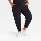 Women's Plus Size Stretch Woven Cargo Joggers - All In Motion Black