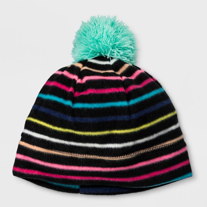 Girls' Stripe Fleece Beanie - Cat & Jack Black