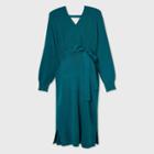 Long Sleeve Wrap Sweater Maternity Dress - Isabel Maternity By Ingrid & Isabel Teal