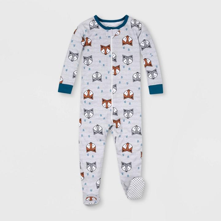 Lamaze Toddler Boys' Organic Fox Stretchy Footed Pajama - Gray