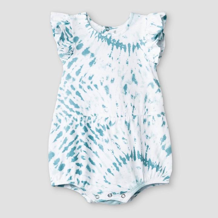 Grayson Mini Baby Girls' Tie-dye Bubble Ruffle Romper - Blue