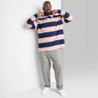 Adult Extended Size Long Sleeve Rugby Polo Shirt - Original Use Pink/striped