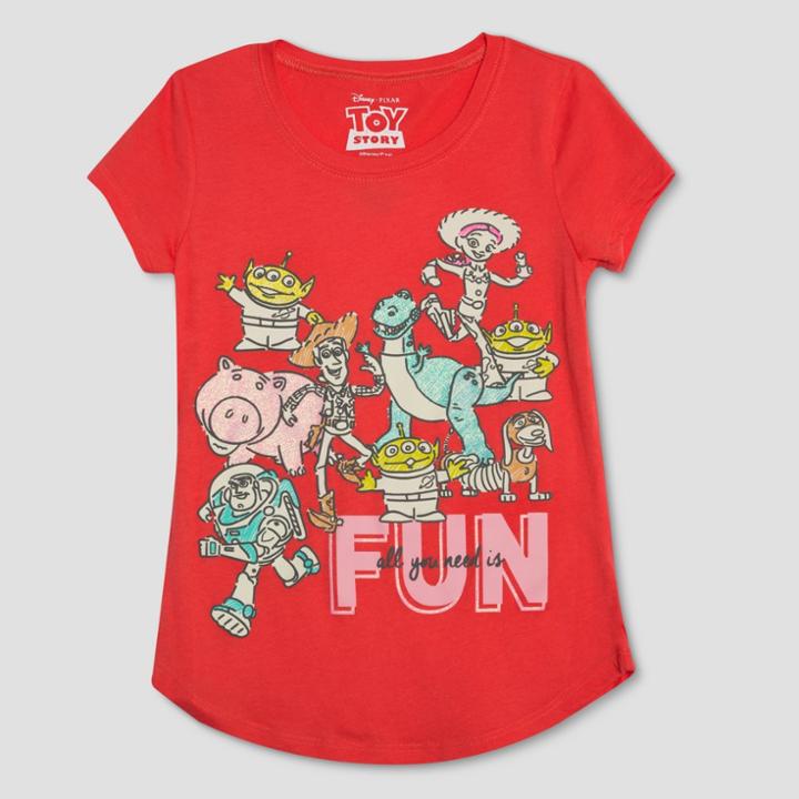 Disney Girls' Toy Story Short Sleeve T- Shirt - Red