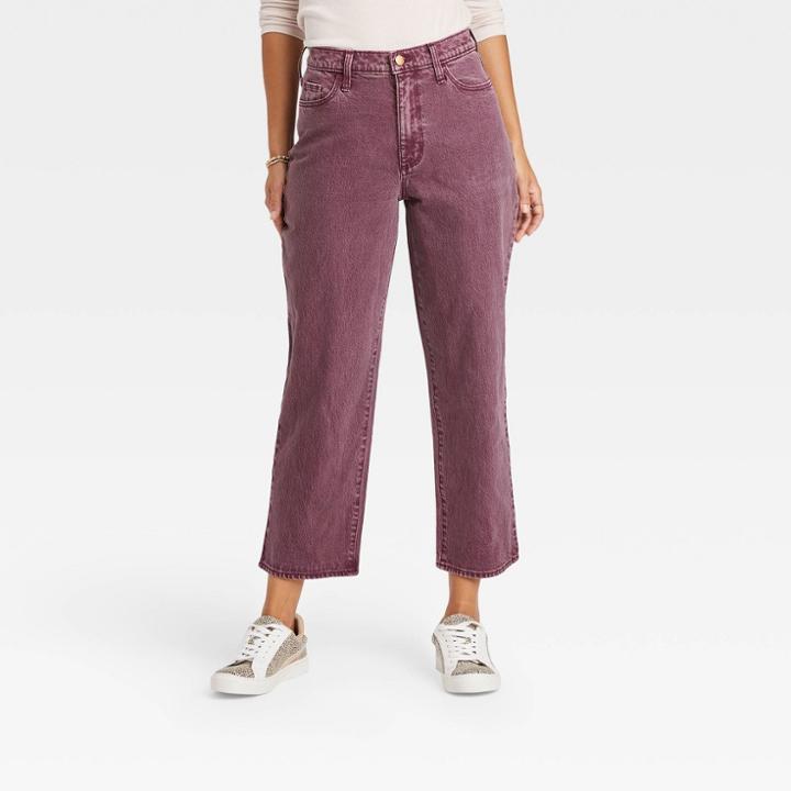 Women's Super-high Rise Vintage Straight Cropped Jeans - Universal Thread Dark Purple