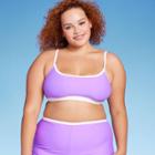 Women's Colorblock Square Neck Bralette Bikini Top - Wild Fable Hot Grape X, Hot Purple