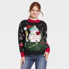 33 Degrees Women's I'm Not Sorry Cat Holiday Graphic Pullover Sweater - Black