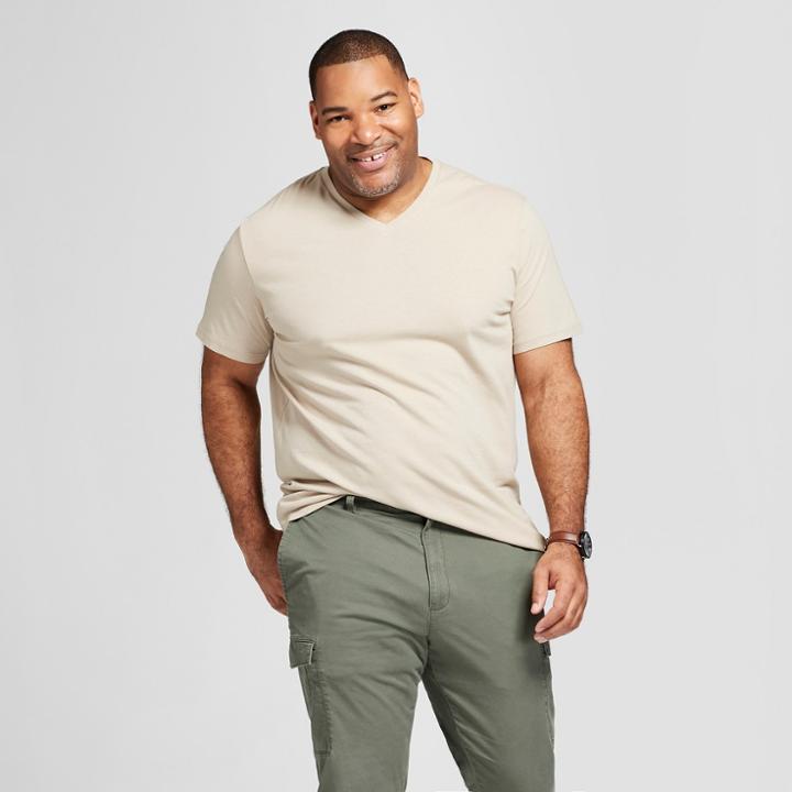 Men's Big & Tall Standard Fit Short Sleeve V-neck T-shirt - Goodfellow & Co Light Taupe