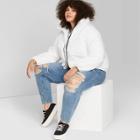 Women's Plus Size Puffer Jacket - Wild Fable White