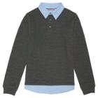 French Toast Boys' Knit 2 For 1 Uniform Polo Shirt - Heather Gray L, Charcoal Heather