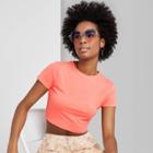 Women's Short Sleeve Cropped T-shirt - Wild Fable Peach Xs, Women's, Pink