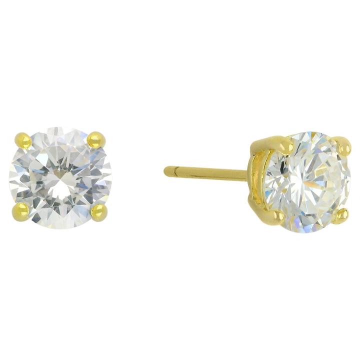 Distributed By Target Cubic Zirconia Round Stud Earrings With 14k Gold Plating In Sterling