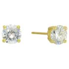 Distributed By Target Cubic Zirconia Round Stud Earrings With 14k Gold Plating In Sterling