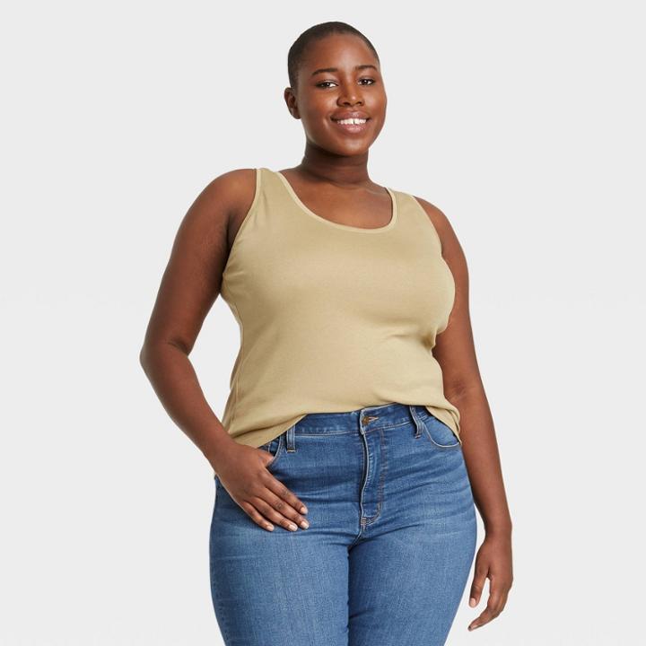 Women's Plus Size Tank Top - Ava & Viv Olive
