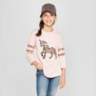 Miss Chievous Girls' Unicorn Graphic 3/4 Sleeve T-shirt - Pink