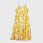 Women's Plus Size Floral Print Sleeveless Tiered Maxi Sundress - Ava & Viv Yellow
