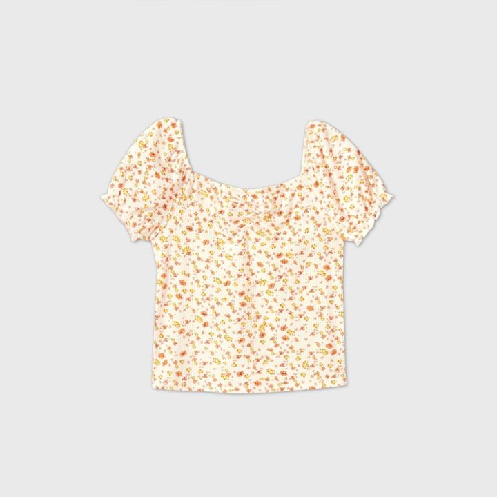 Girls' Short Sleeve Ribbed T-shirt - Art Class Yellow