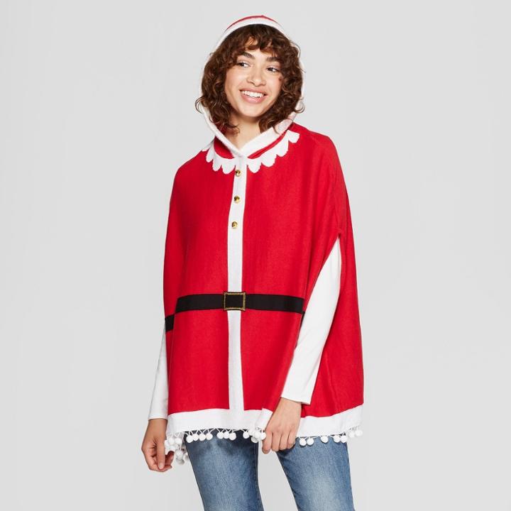 Women's Santa Claus Poncho - Well Worn (juniors') Red