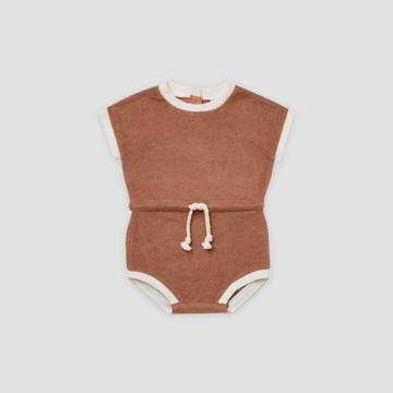 Q By Quincy Mae Baby Girls' Retro Terry Romper - Clay Brown