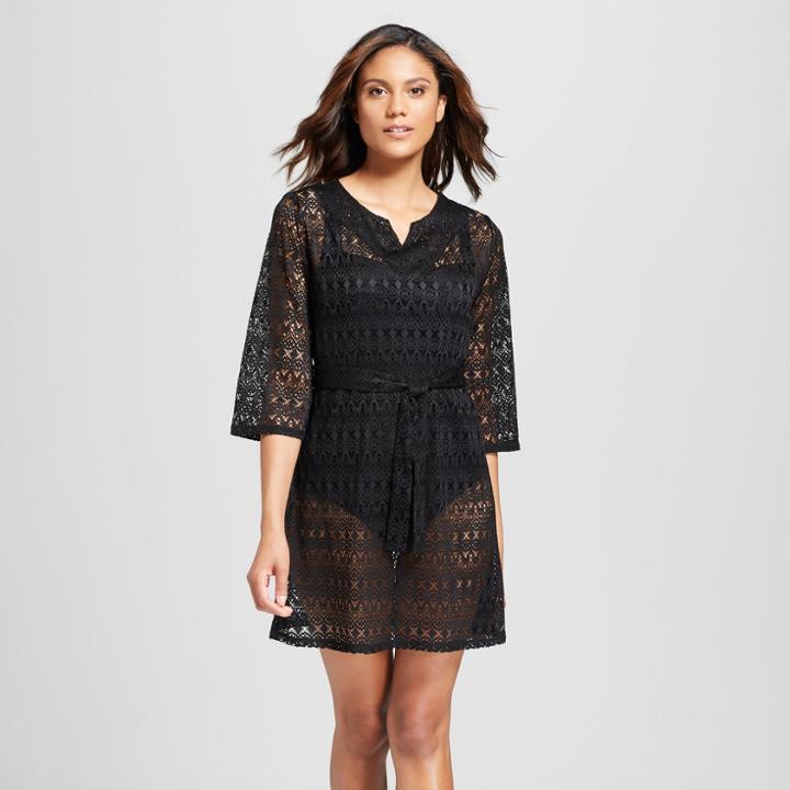 Women's Crochet Cover Up Dress - Merona Black