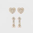 Sugarfix By Baublebar Heart And Arrow Earring Set - Clear, Girl's
