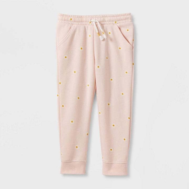 Toddler Girls' Floral Fleece Jogger Pants - Cat & Jack Pink