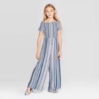 Target Girls' Smocked Top Jumpsuit - Art Class Blue