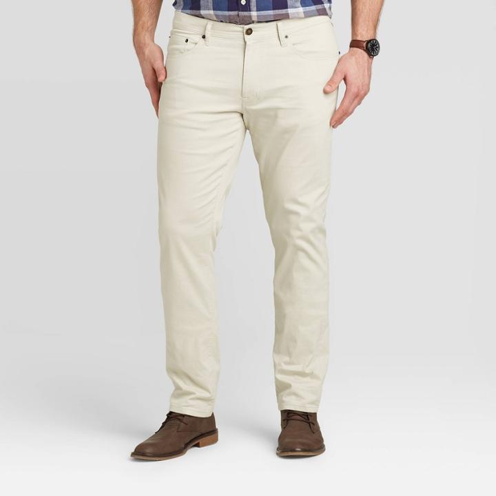 Men's Big & Tall Slim Five Pocket Pants - Goodfellow & Co Ivory