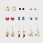 Girls' 9pk Americana Dangle Earrings - Cat & Jack One Size,