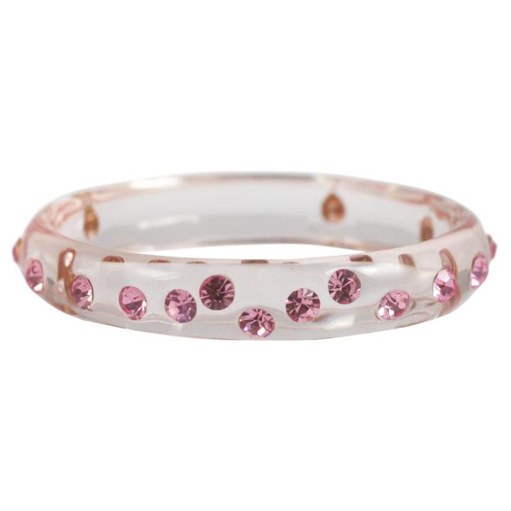 Women's Zirconite Jewelled Colored Stones In Clear Bangles-pink, Pink