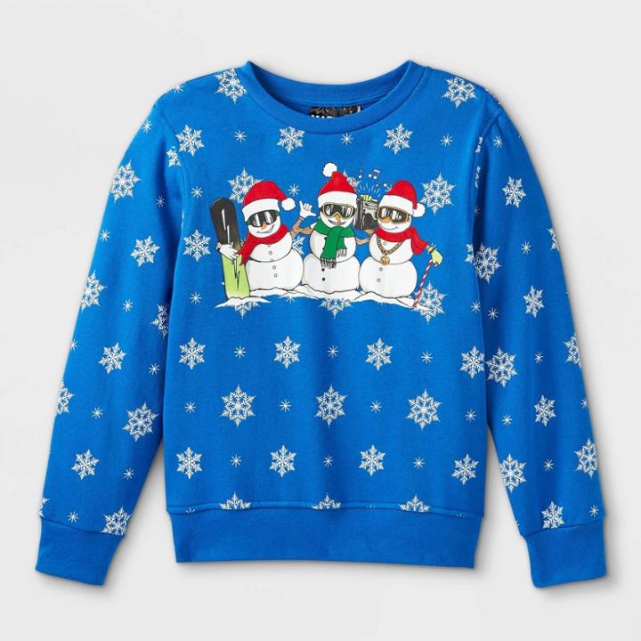 Mad Engine Boys' Snow Me A Good Time Pullover Sweatshirt - Blue