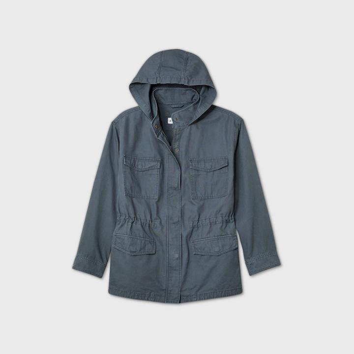 Women's Plus Size Utility Anorak Jacket - Ava & Viv Gray X, Blue