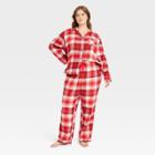 Women's Plus Tartan Plaid 2pc Pajama Set - Hearth & Hand With Magnolia Red/cream
