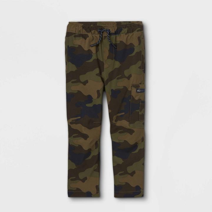 Toddler Boys' Quick Dry Poplin Pull-on Jogger Chino Pants - Cat & Jack Camo Green