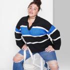 Women's Plus Size Slouchy Collared Pullover Sweater - Wild Fable Black