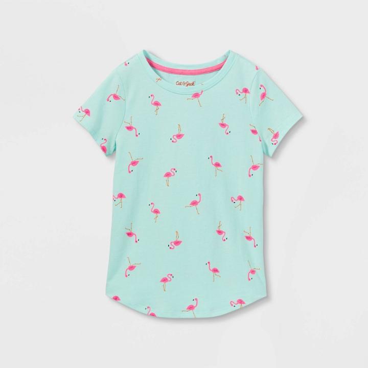 Girls' Short Sleeve Flamingos Printed T-shirt - Cat & Jack