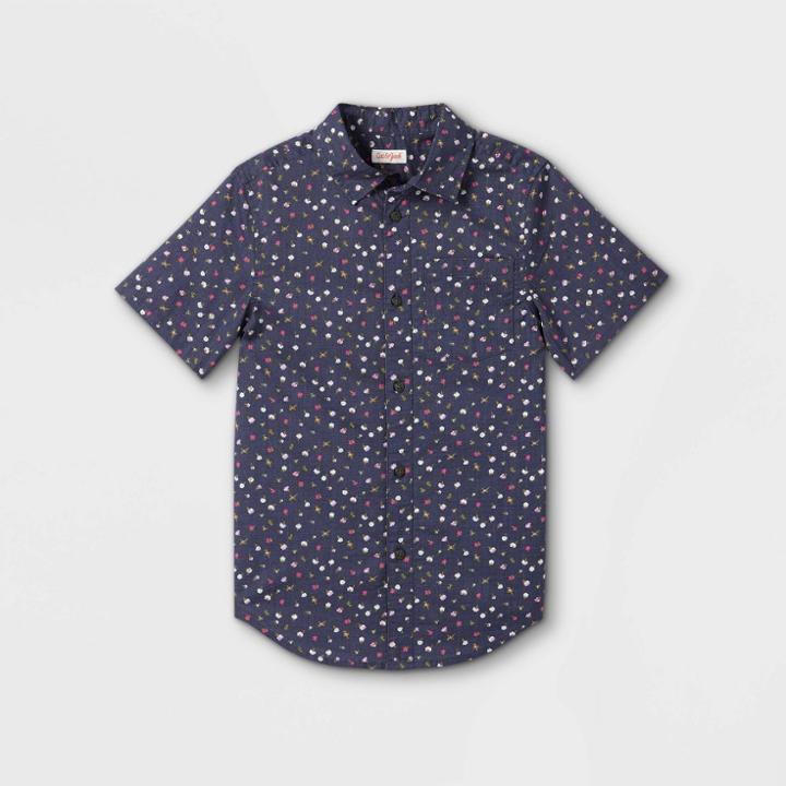 Boys' Button-down Short Sleeve Shirt - Cat & Jack Navy