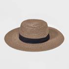 Women's Floppy Straw Boater Hat - A New Day Brown