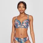 Women's Strappy Front Push Up Bikini Top - Xhilaration Blue Tropical D/dd Cup