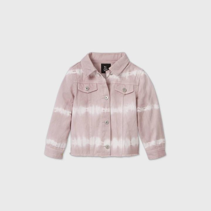 Toddler Girls' Tie-dye Jean Jacket - Art Class Purple