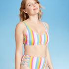 Women's Strappy Side Bralette Bikini Top - Xhilaration Bright Stripe L, Women's, Size: Large,